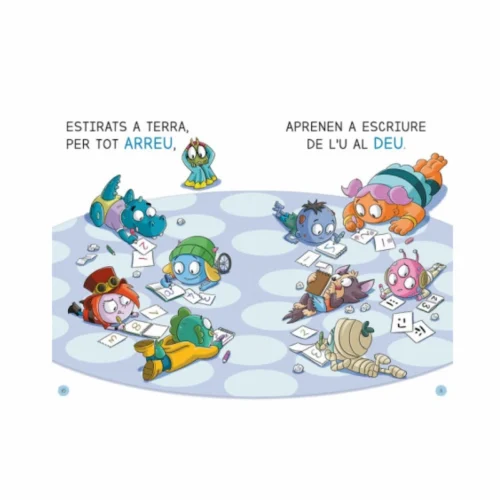 Pàgina interior del llibre Aprendre a llegir a l'Escola de Monstres 11 - Vaig a l'escola, com mola!