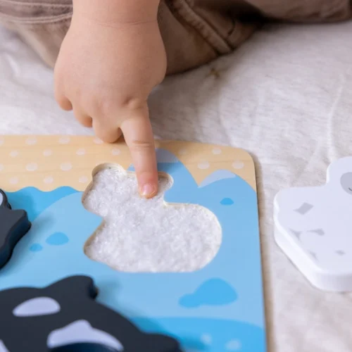 Hape-puzzle-táctil-animales-polares-dedo-tocando