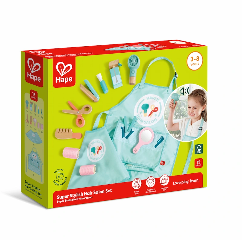 Caja del juego de peluquería superelegante de Hape