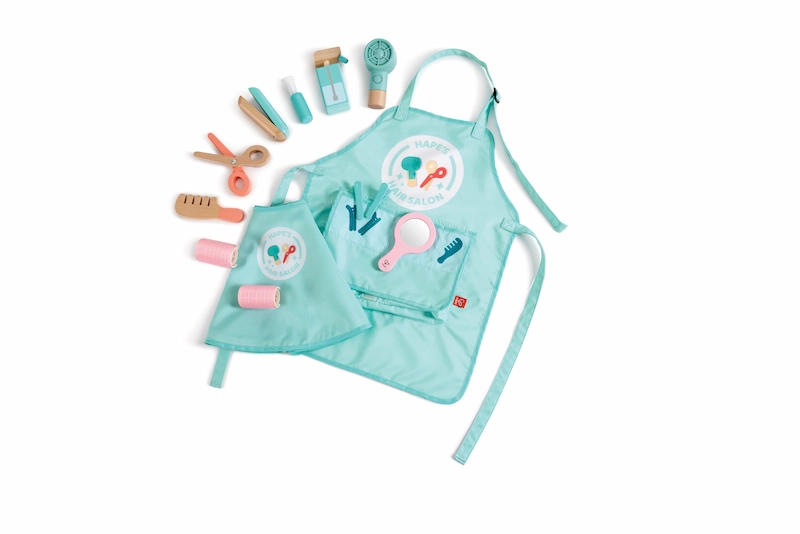 Contenido del juego de peluquería superelegante de Hape