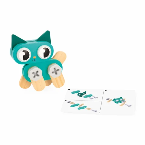 Janod-bricokids-pequeños-animales-para-hacer-bricolaje-gato-verde