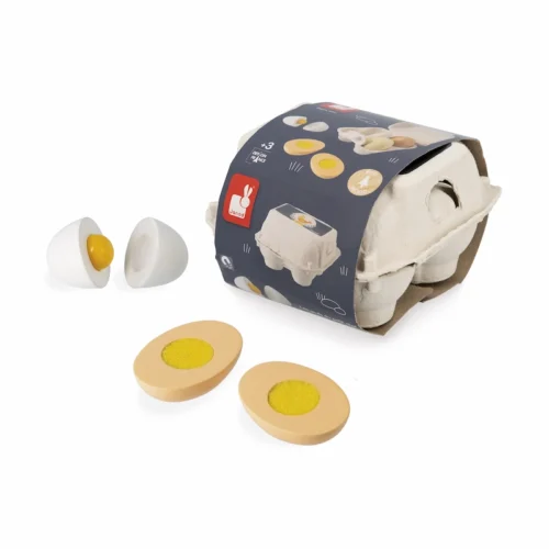 Janod-huevera-con-4-huevos-de-madera-caja