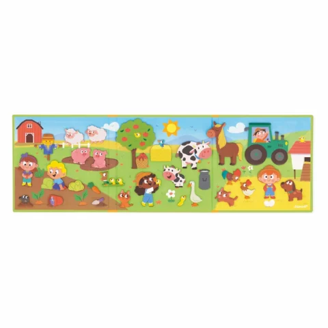 Janod-magnetistories-la-granja-libro-abierto-con-animales